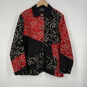 Fresh Groove Womens Mixed Media Jacket XL Canvas Oversized Art to Wear Lagenlook
